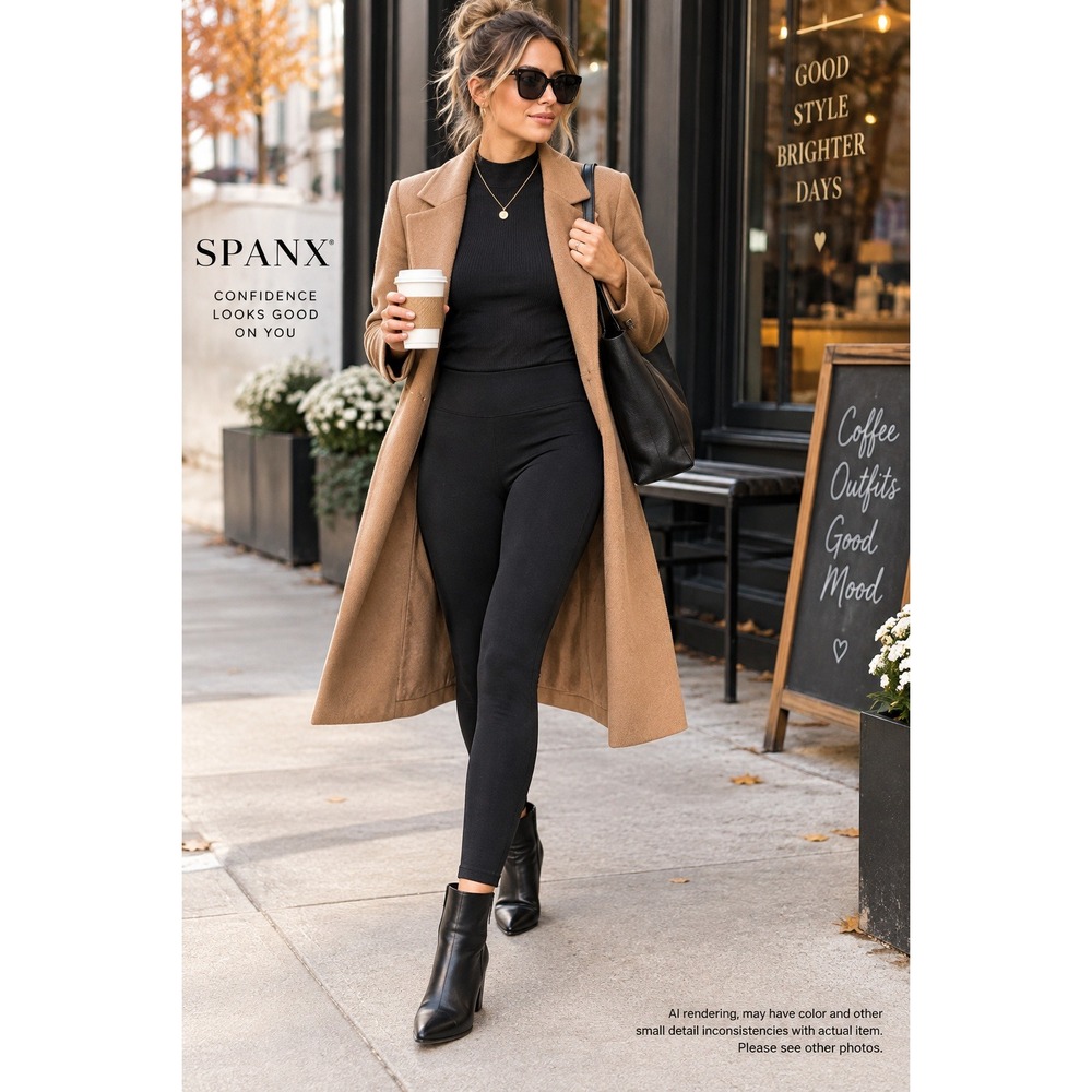 SPANX Small Black High Waisted Leggings Sleek Athleisure Elevated Basics 21533R